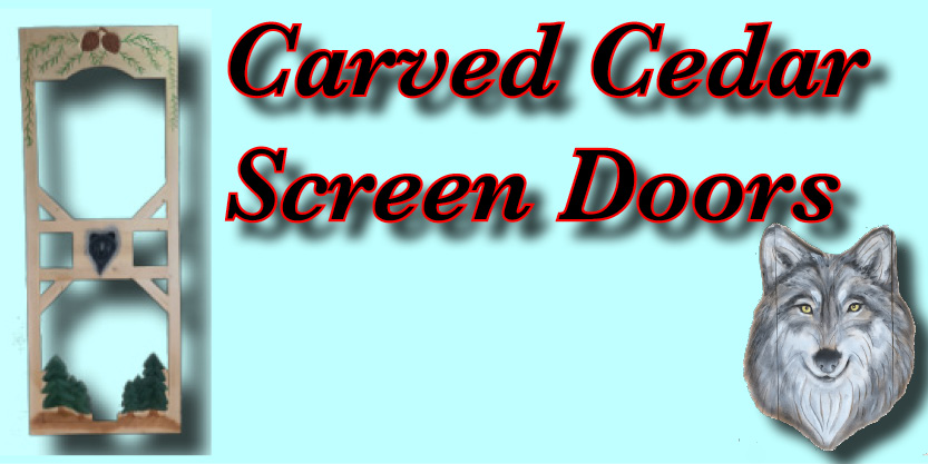Carved Cedar Screen Doors custom designs available